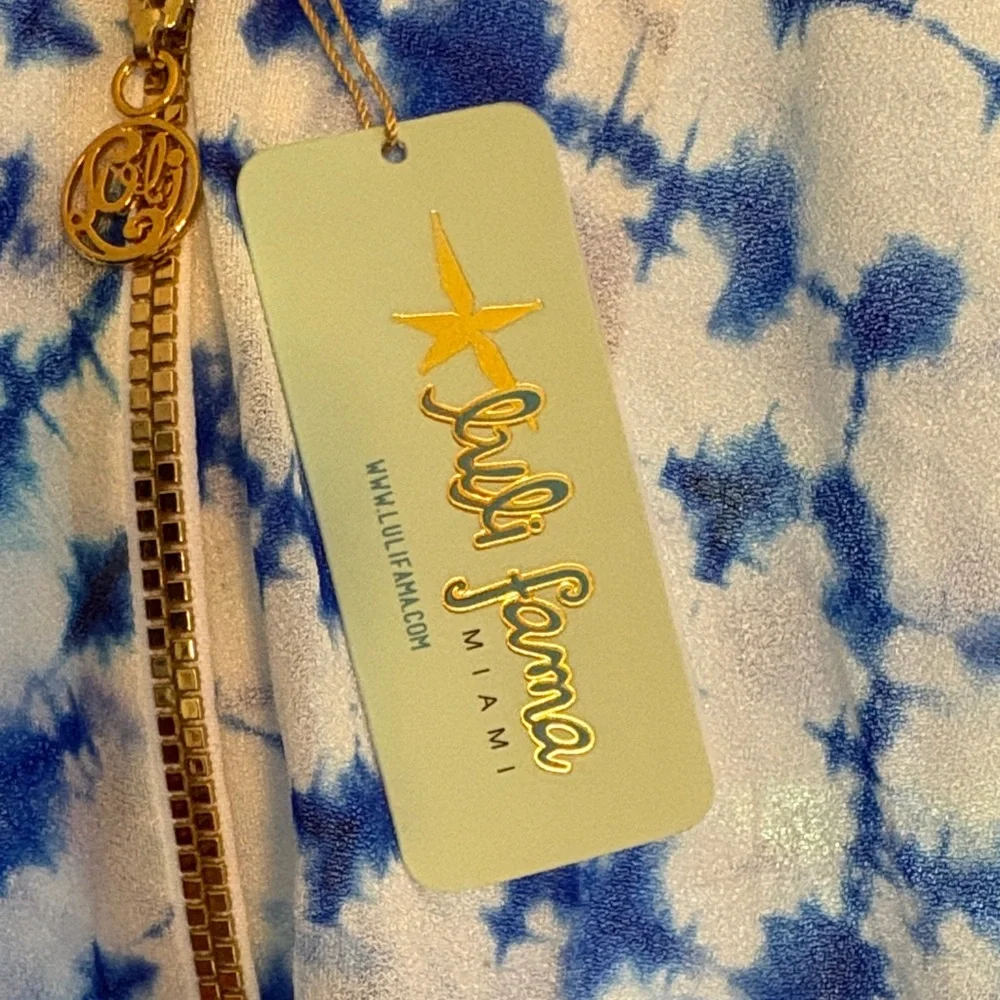 Luli Fama of Miami Beautiful Mess Gold Zipper Bomber Jacket Multicolor - Picture 3 of 7